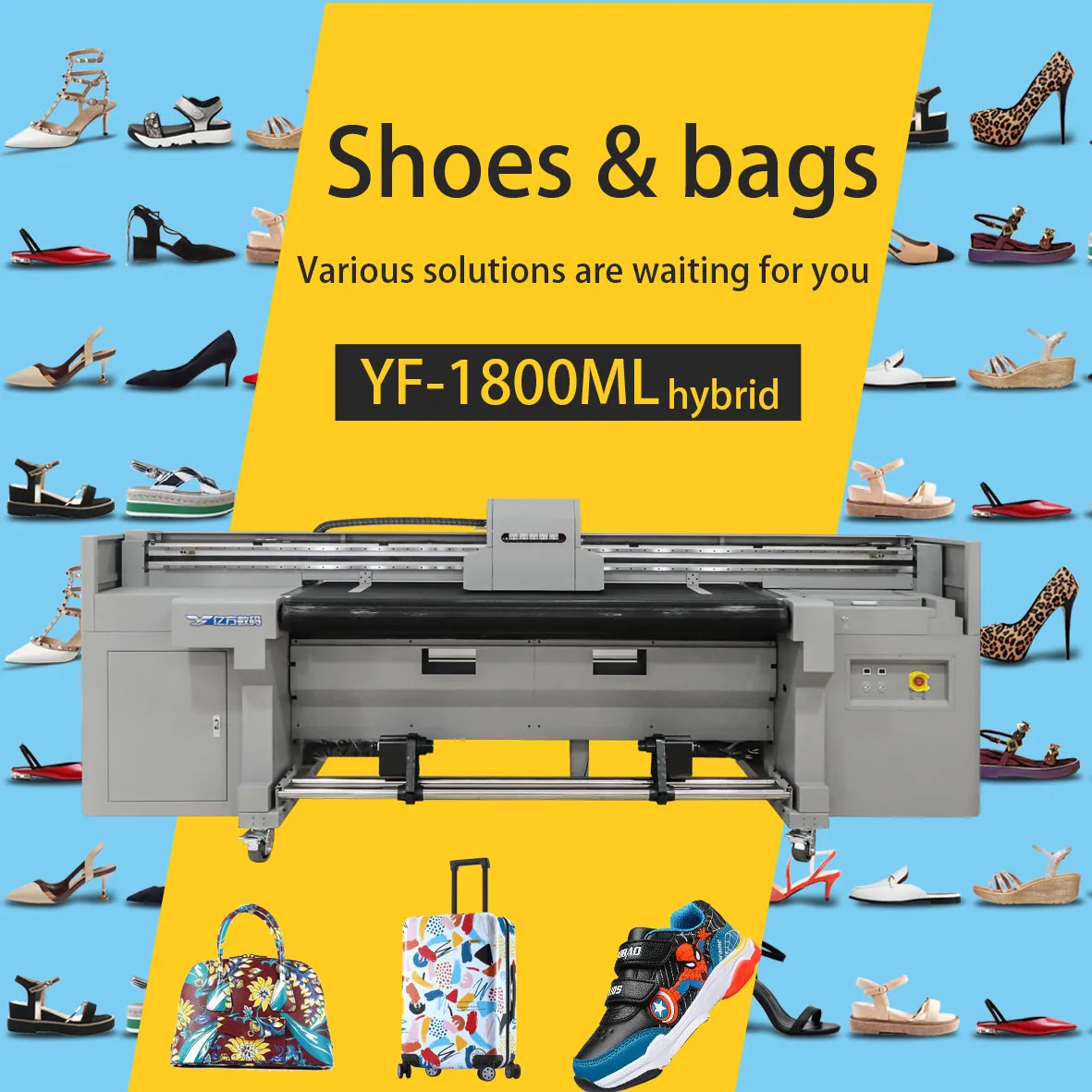 1.8m 3.2m UV Printer Large Format On Wood Roll To Roll Digital Leather Shoes Bag Canvas Tyvek Printing Machine UV Hybrid Printer