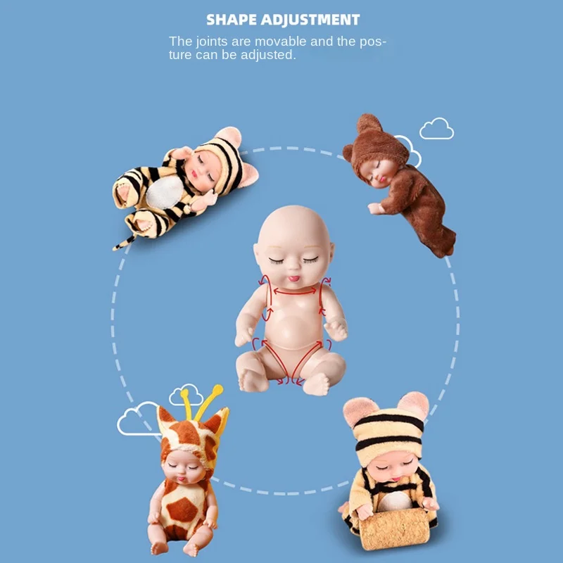 New Mini Reborn Baby Doll Lifelike Realistic Newborn Baby Doll Cute Animal Clothes Kids Girls Toys for Children Birthday Gift