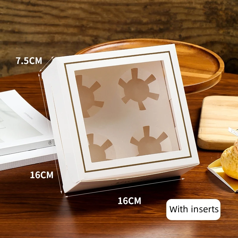 Newly Chocolate Brownie Cake Paper Boxes Packing macaron puffs Basque dessert baking packaging box