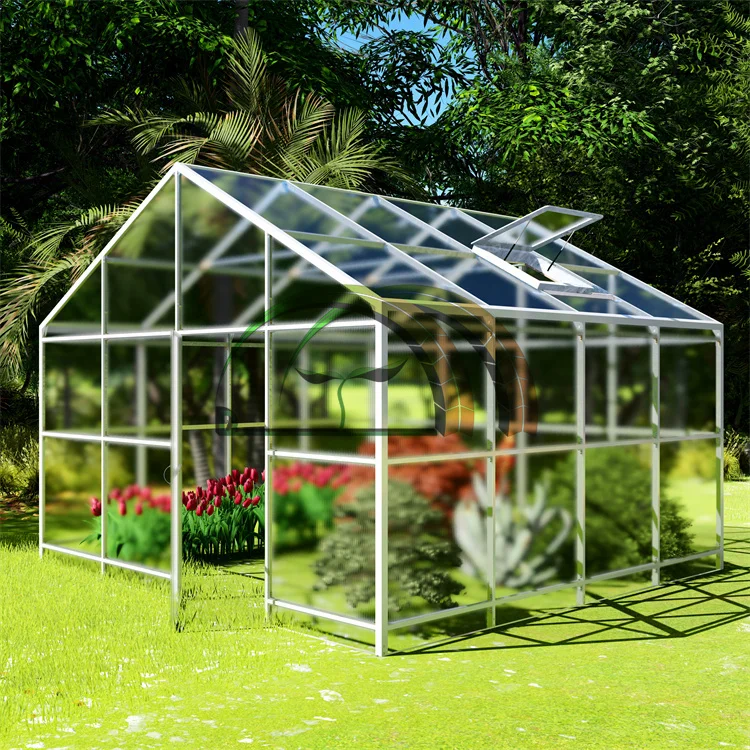 Customized outdoor plant growing 13x13ft greenhouse 4x4m PC panel garden greenhouse for sale