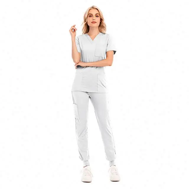 wholesale Plus Size nurse sets Medical suit women polyester rayon spandex scrub tops uniform