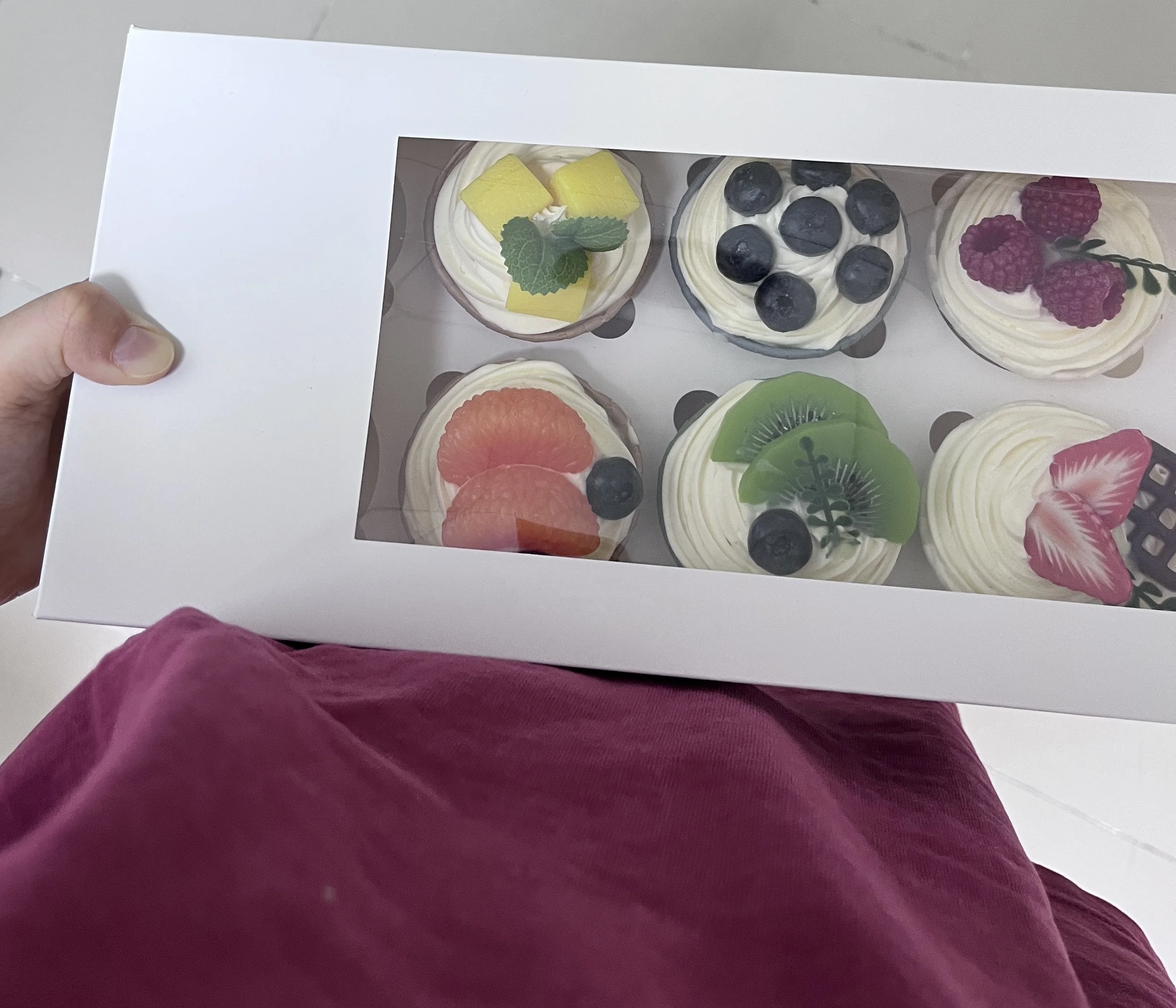 Cupcake Packaging Box Kraft Custom Clear Rectangle Cake Box for 12 Cup Cakes