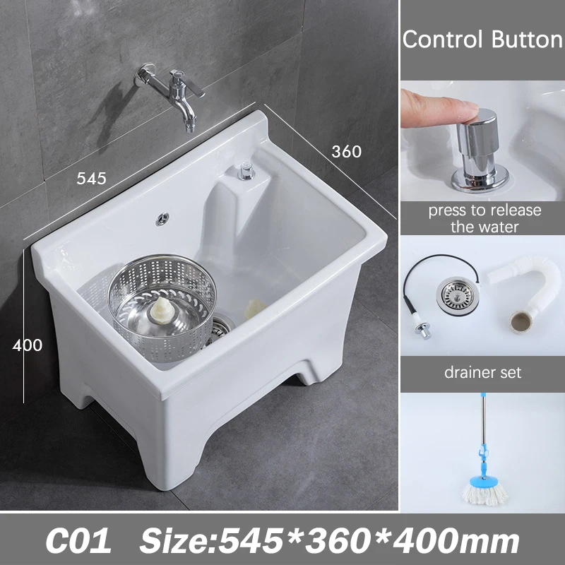 2022 Bathroom Sinks Deep Height Basins Vario Specifications Porcelain White Ceramic Mop Washroom Sink