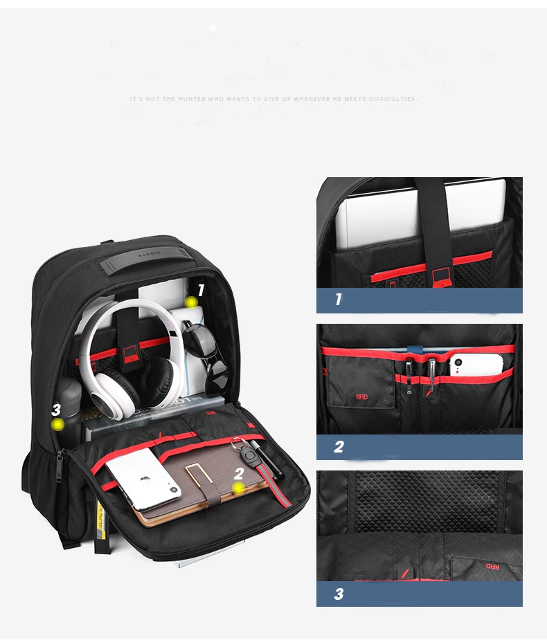 2020 Factory Arctic Hunter OEM ODM Business Bagpack Usb Headphone Jack Laptop Bags Men Custom Waterproof Smart Backpack Bag