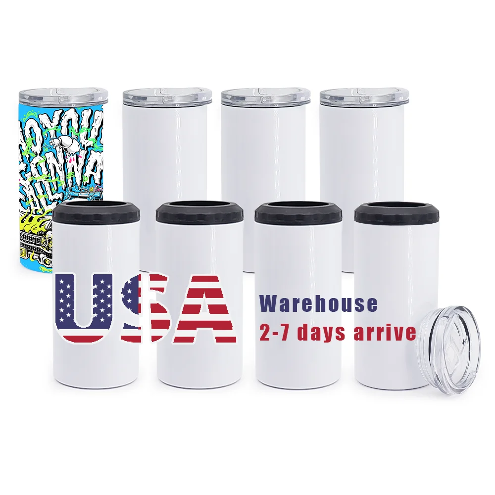 Wholesale US warehouse white blanks 16oz stainless steel wine beverage insulated kooze 4 in 1 can cooler sublimation