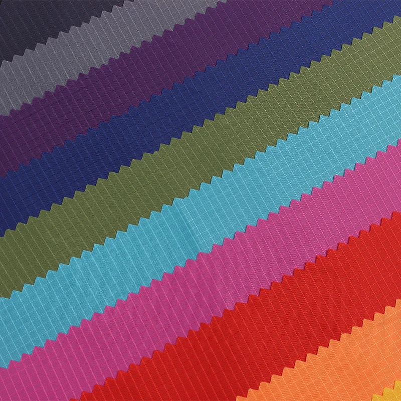 Stock 190t waterproof ripstop polyester taffeta fabric for string bag cosmetic makeup bag wadded jacket lining luggage lining