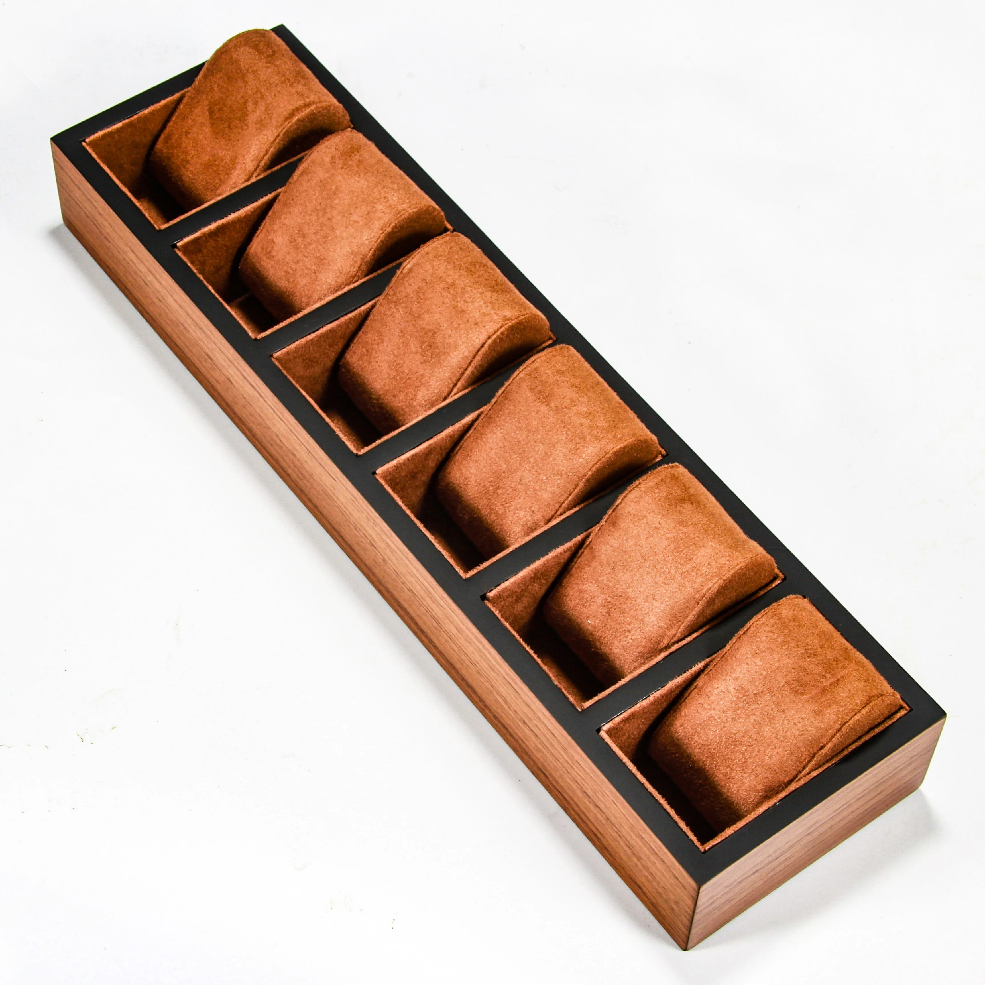 Wholesale 6 12 18 30 Slot Customize Luxury Watch Display Stand Wooden Jewelry Watch Tray Display