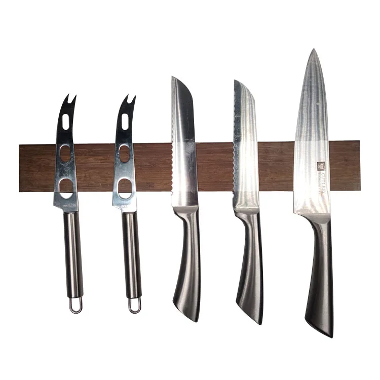 Sustainable 15.7 Inch Strongest Magnetic rack Wood knife block Bamboo knife holder Magnetic Knife Strip For Kitchen