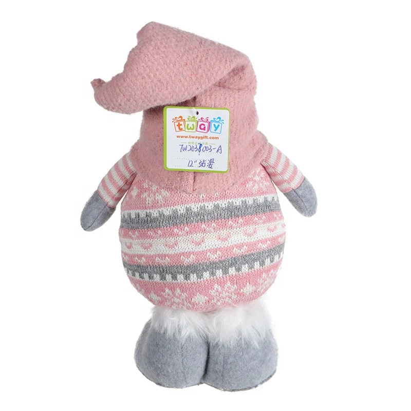New trend pink color 12 inch standing gnome nordic gonk plush elf dwarf scandinavian christmas ornament santa