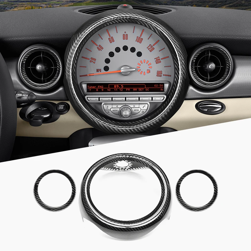 Shasha Carbon Fiber Center console speedometer bezel Interior Accessories Decoration Cover For MINI R55 R56 R57 R58