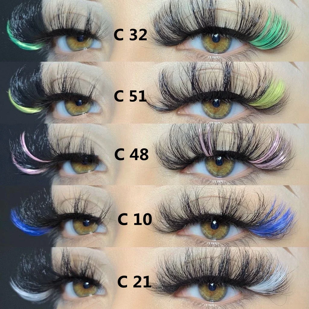 New style 20-25MM color 3d mink lashes premium  Party Style False Eye Lashes Colorful Handmade coloful Eyelashes