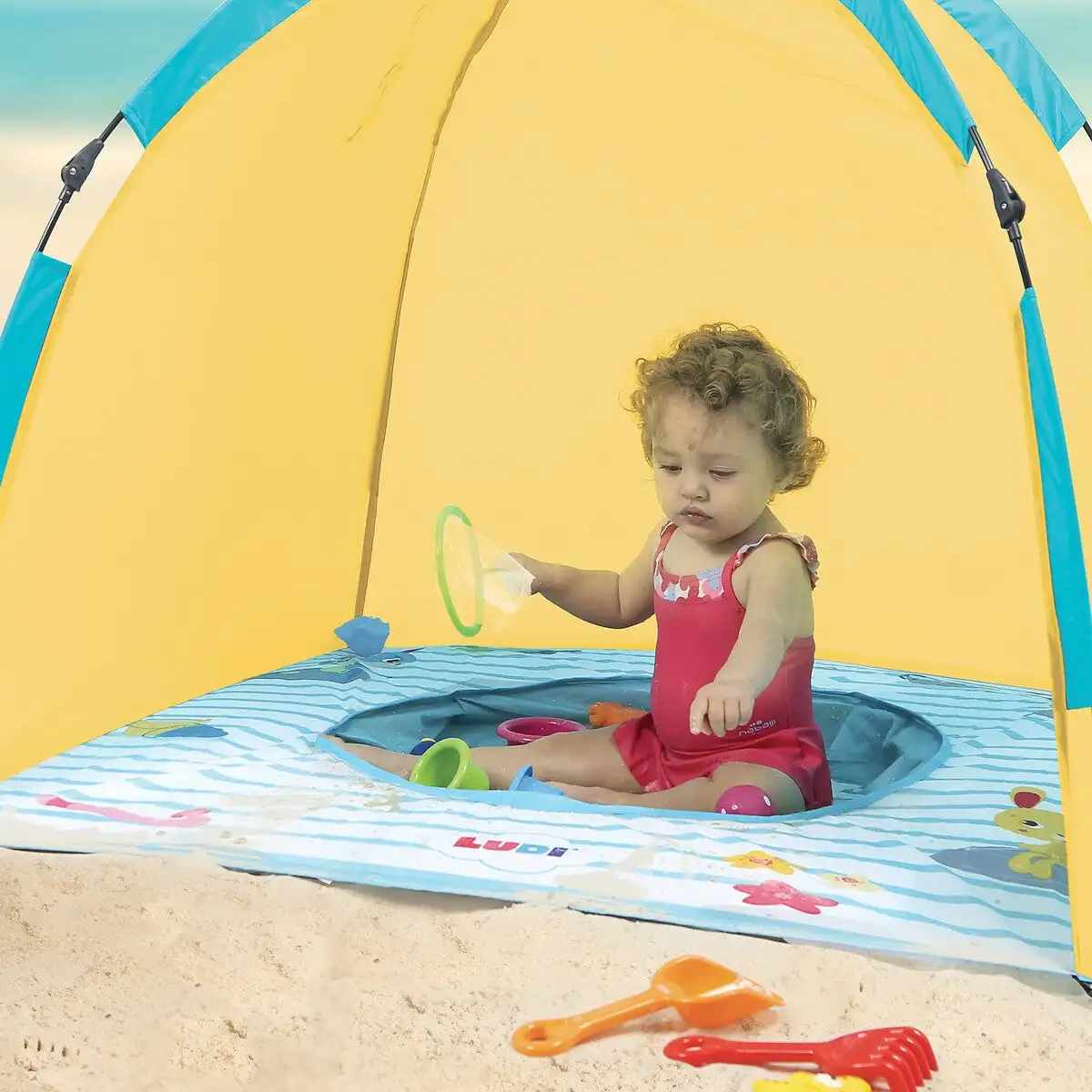 Custom outside foldable water proof uv protection baby popup beach sun tent for kids