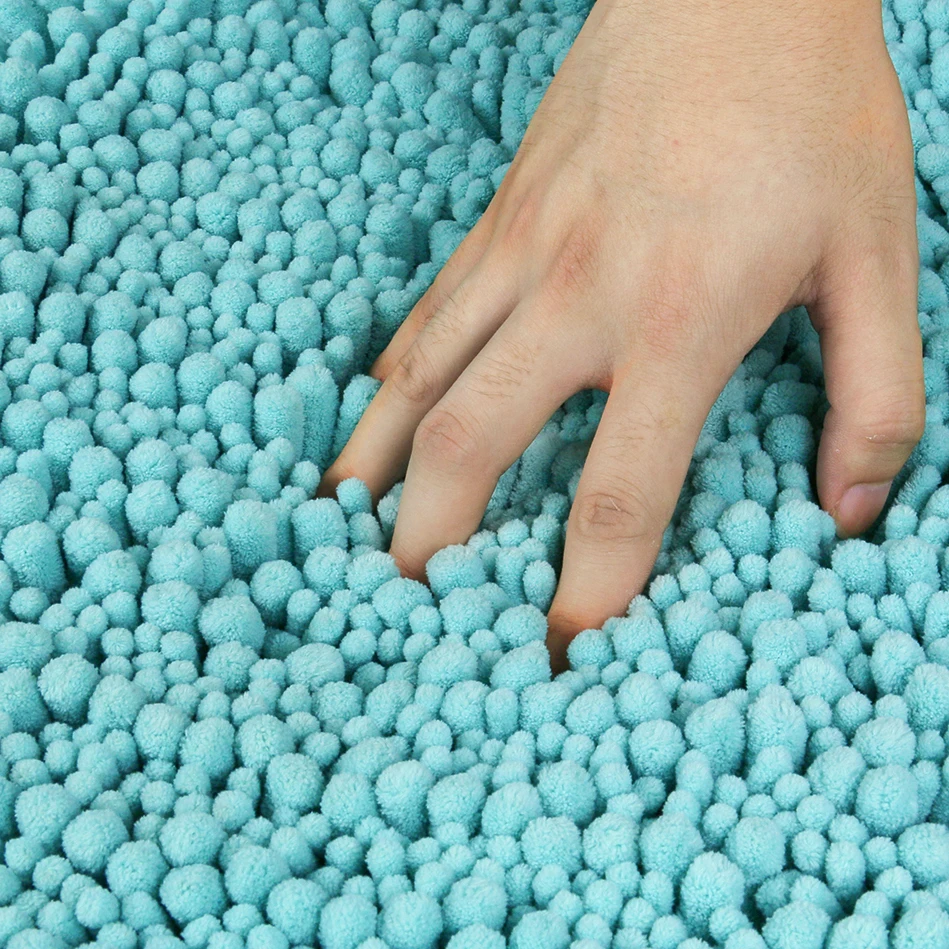 thick and thin pile chenille bathroom mat solid color Microfiber Bedroom mat  super absorbent shaggy anti-skid bath mat