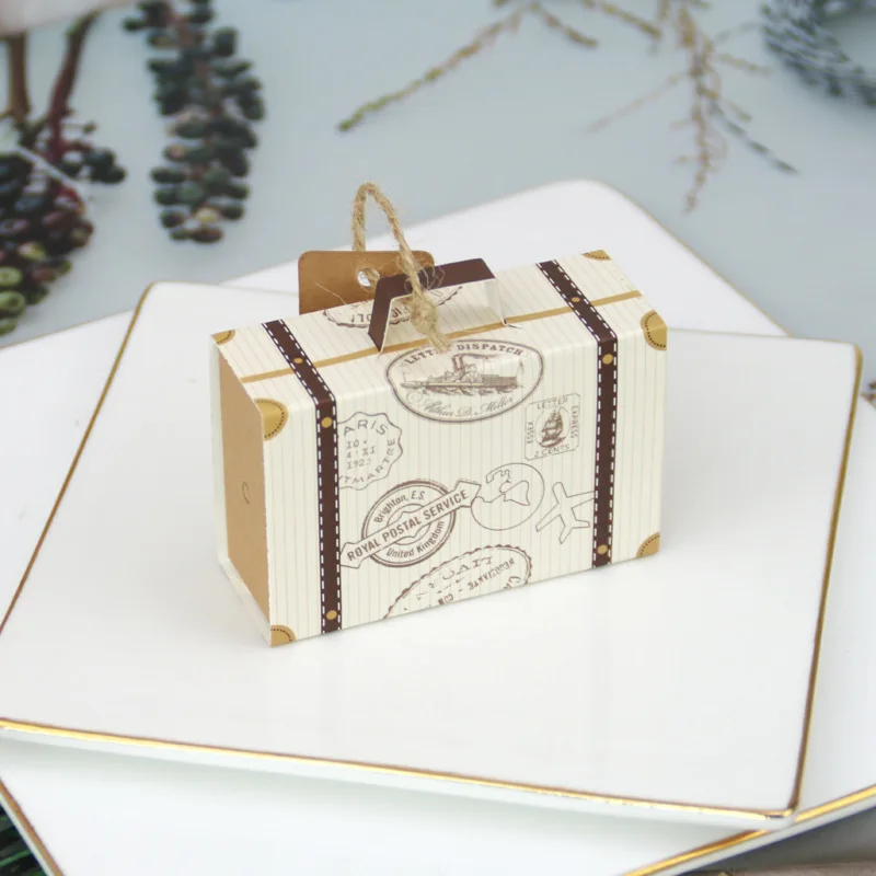 CIVI luxury suitcase shaped paper candy box creative mini suitcase wedding party favors gift sugar cookie box packaging