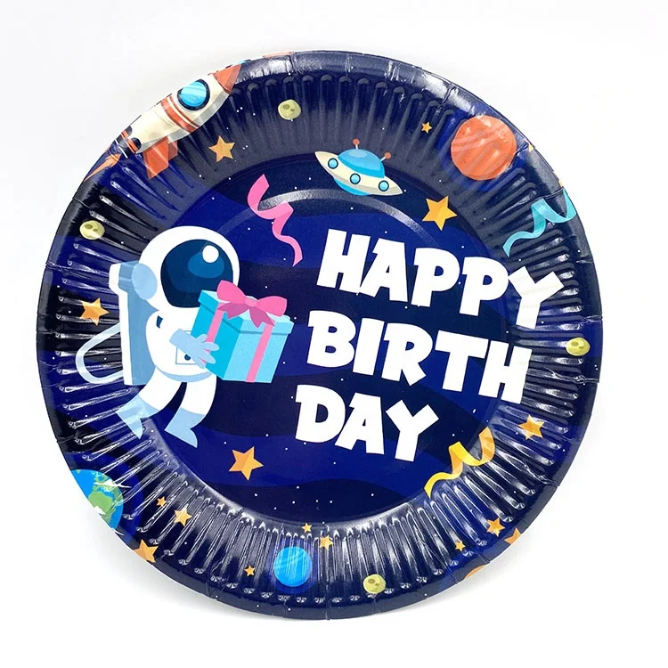 Custom logo Cheap price birthday party supplies birthday paper plates disposable happy birthday party tableware set