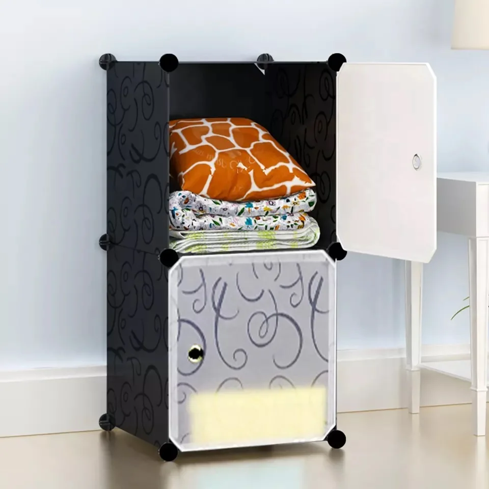 Popular Design Plastic 22 Cubes Cabinet With Shelf Hanging Cloth Box Moving Storage Big Wardrobe