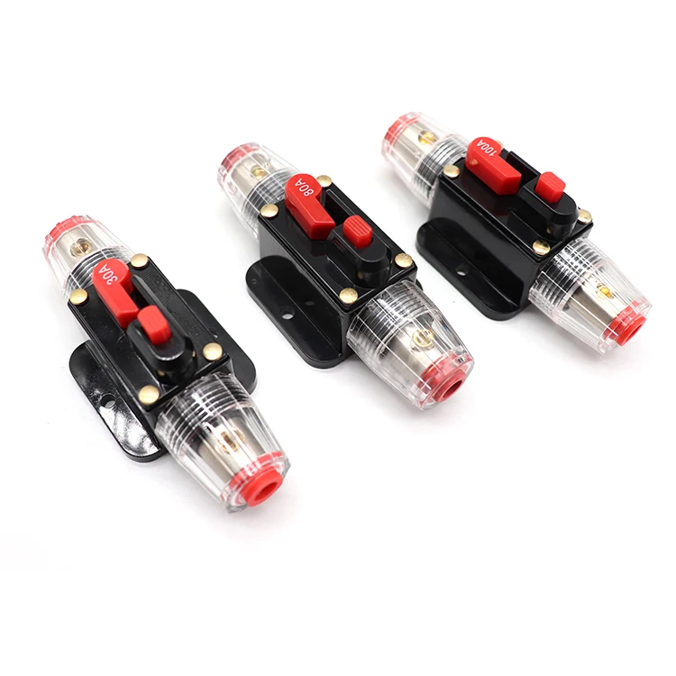 Hot Selling 20A-150A Automatic Reset Fuse Holder Switch Waterproof 12V Car Stereo Audio Inline Circuit Breaker