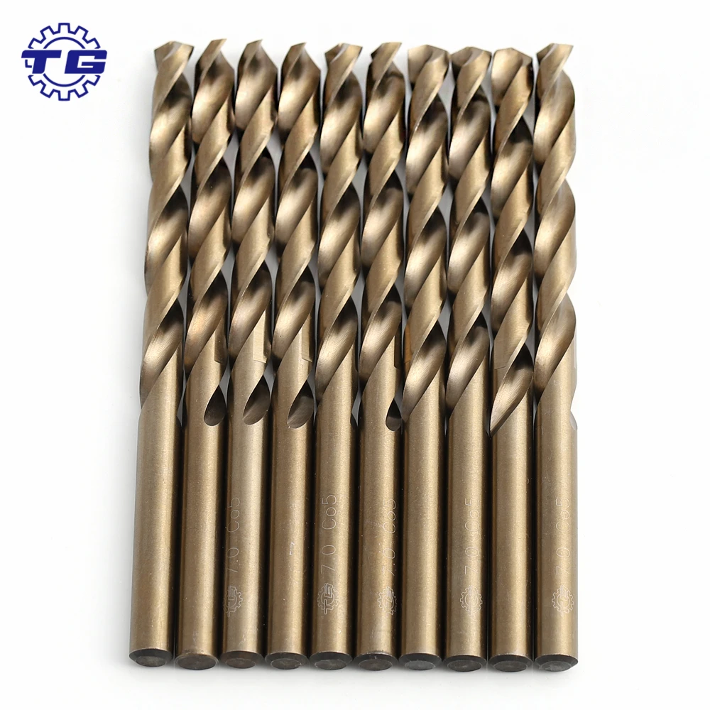 Tiangong 10pcs 13.0mm Din338 fully ground HSS drill bits cobalted cobalt twist drill bit for metal drill