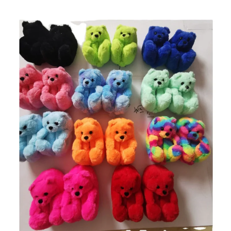 Детские тапочки плюшевый медведь домашние плюшевые утепленные хлопковые теплые тапочки плюшевый медведь в форме животного