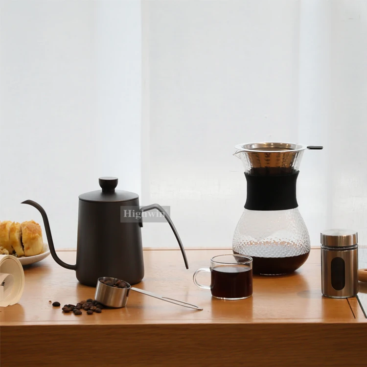 High Quality Lfgb Black Painting Pour Over Maker Set Brewing Tea Cold Drip Coffee Gooseneck Drip Kettle For Coffee And Tea