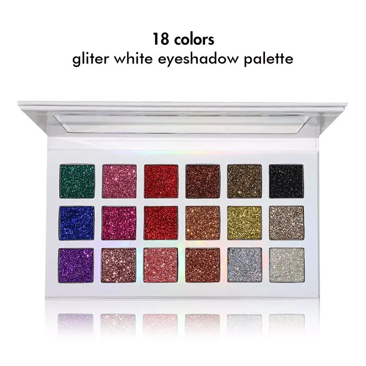 18 Colors Glitter Multichrome Eyeshadow Purple Customized White Case Private Label Eyeshadow Palette