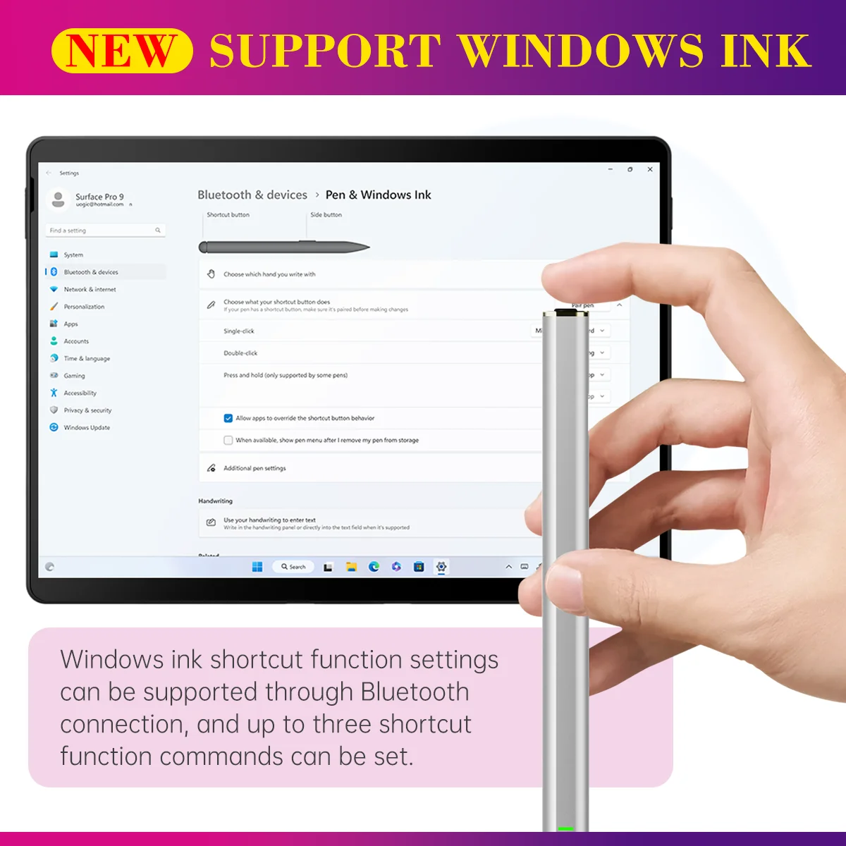 4096 Pressure Palm Rejection Surface Stylus Pen Rechargeable For Microsoft Surface pro x/go 3/book/Tablet Laptop