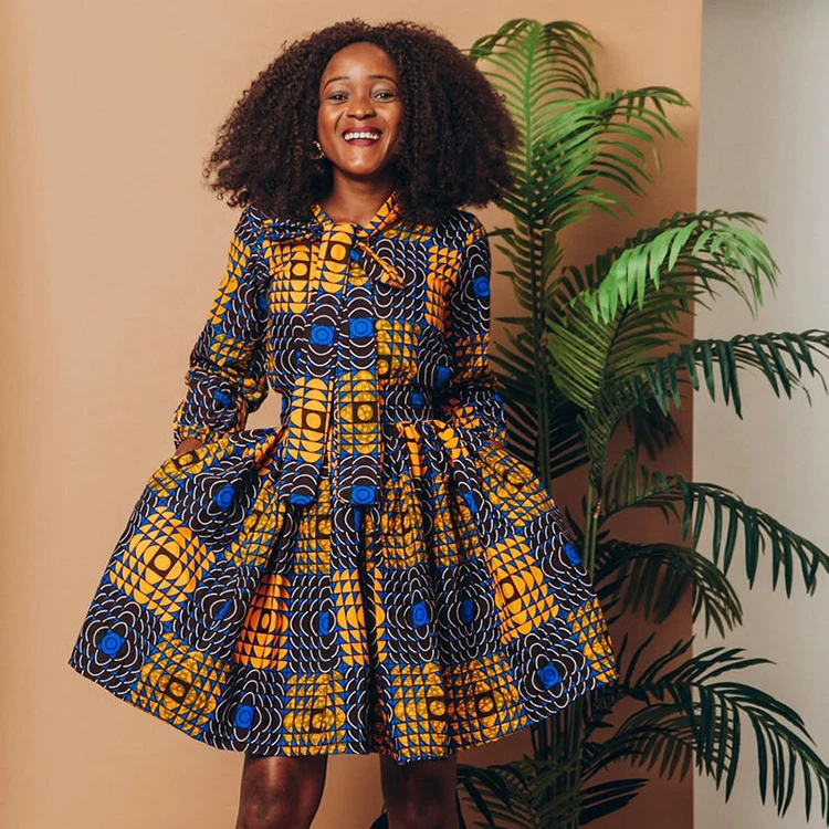 Spring and Autumn New Digital Printing African Style Models Long Sleeved Dress Fashion Casual Dresses for Womens