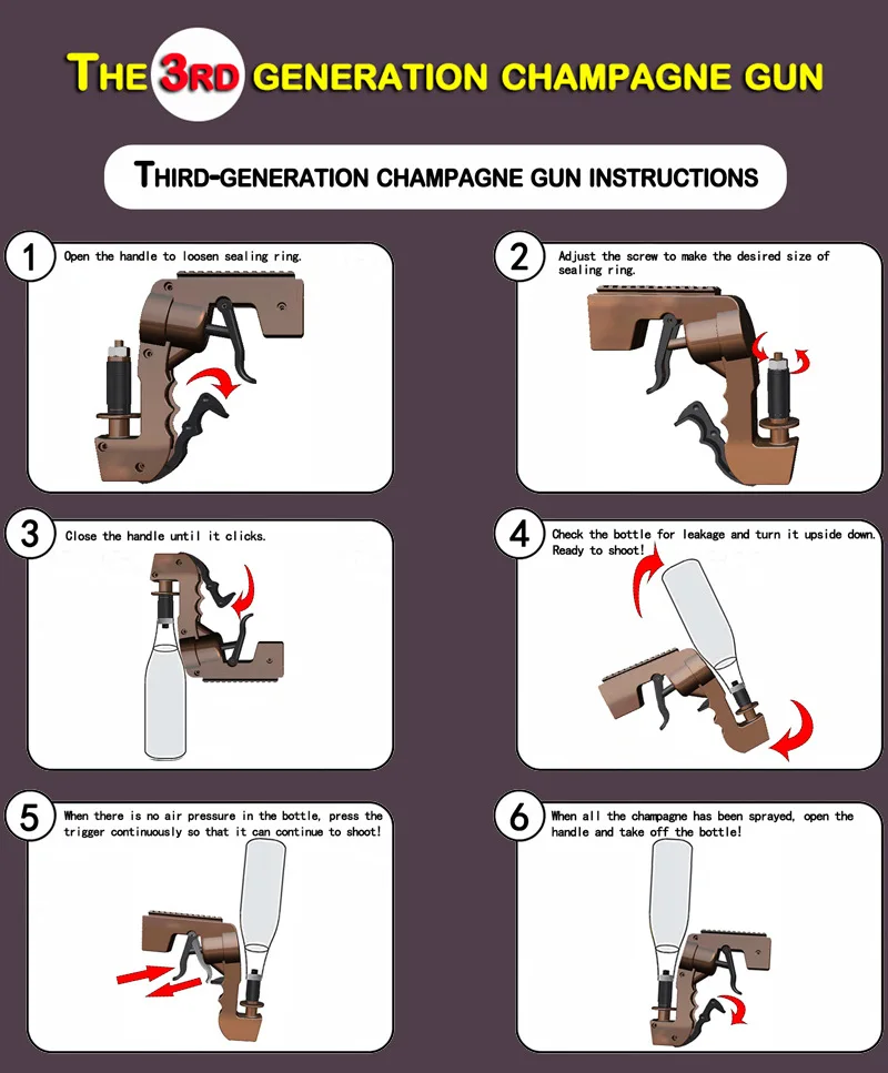 Summer Hot Selling POM Bar Party Flirt Gun Champagne Wine Bottle Beer Dispenser Spray Gun, Top Quality Champagne Gun
