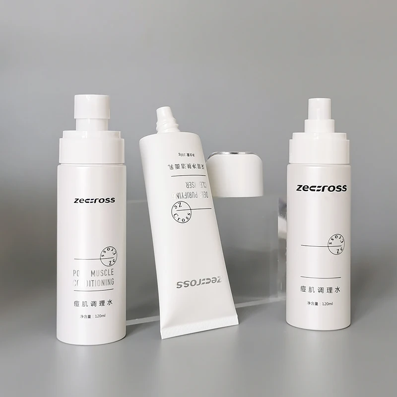 Slim or Flat options korean jars bottles set for cosmetics luxury cosmetic acrylic cream jar and bottle kits