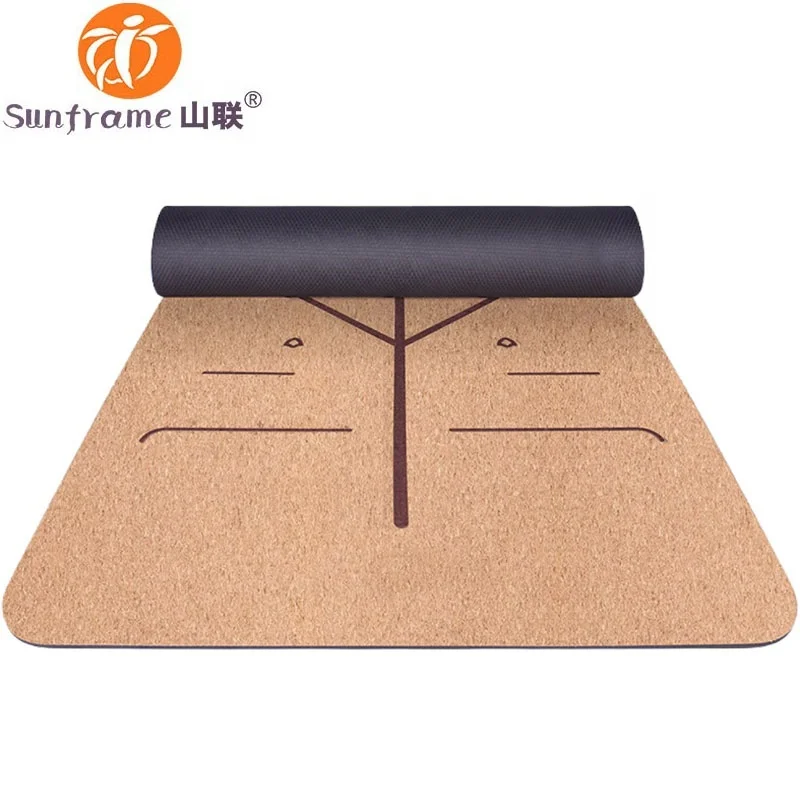 Sunframe non-slip cork yoga mat Eco friendly  TPE no creases no smell Extra thick Extra Large 183x65cm 7mm