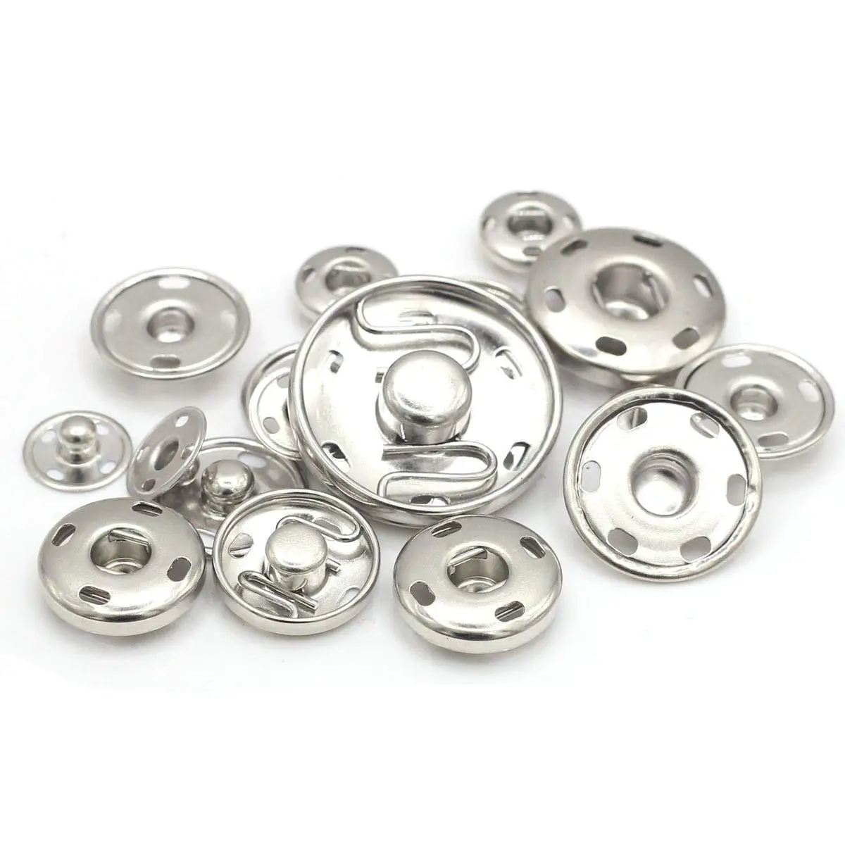 Snap Buttons Metal Snap Fastener Durable Press Studs Buttons for Sewing Clothing, 4 Sizes
