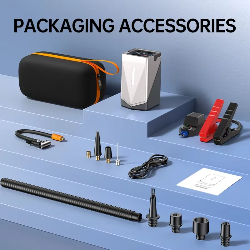 Wireless Tire Inflator Portable Compressor 12400mah  Emergency Starting Power Supply All-in-One Machine Suitable for 12v Trucks