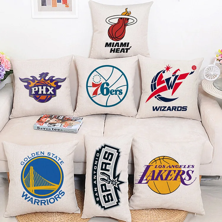 
NBA Basketball Team Logo Cotton And Linen Pillow Custom Sofa Cushion Car Pillow Home Nap Pillow Lavender Throw Pills 