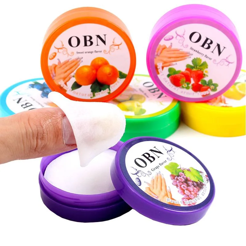 32pads Nail Polish Remover Jar Fruit Scented Flavor Wraps Paper Cloth Towel Wet Nail Art Vanish Removal Nail Art Tools