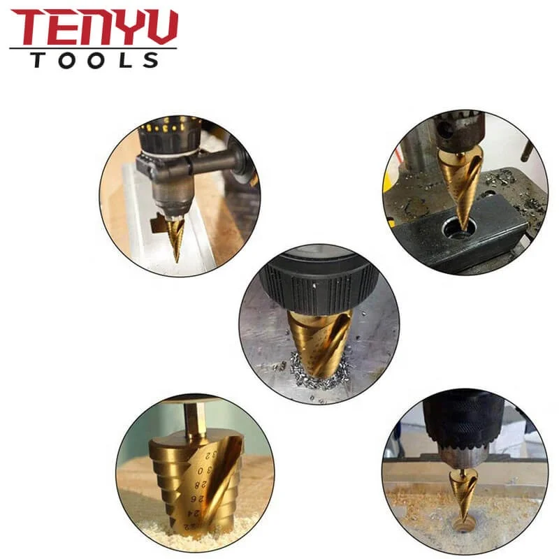 3pcs Jiangsu Danyang Manufactory Spiral Tungsten Carbide Titanium Step Drill Bit Hss Stepped Cone Drill Bits Set