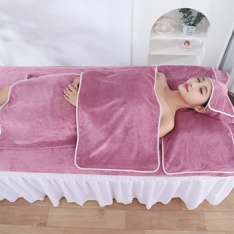 Wholesale Super Absorbent Salon Towel Sets Body Wrap Hair Turban Grey Microfiber Beauty Salon Spa Beauty Towels Sets