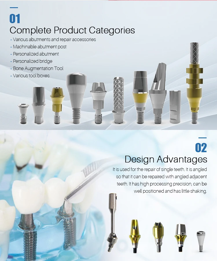 Premium Quality Dental Implant Abutment Series Surgical Kit Titanium Dental Implant Fixture And Screw And Abutment