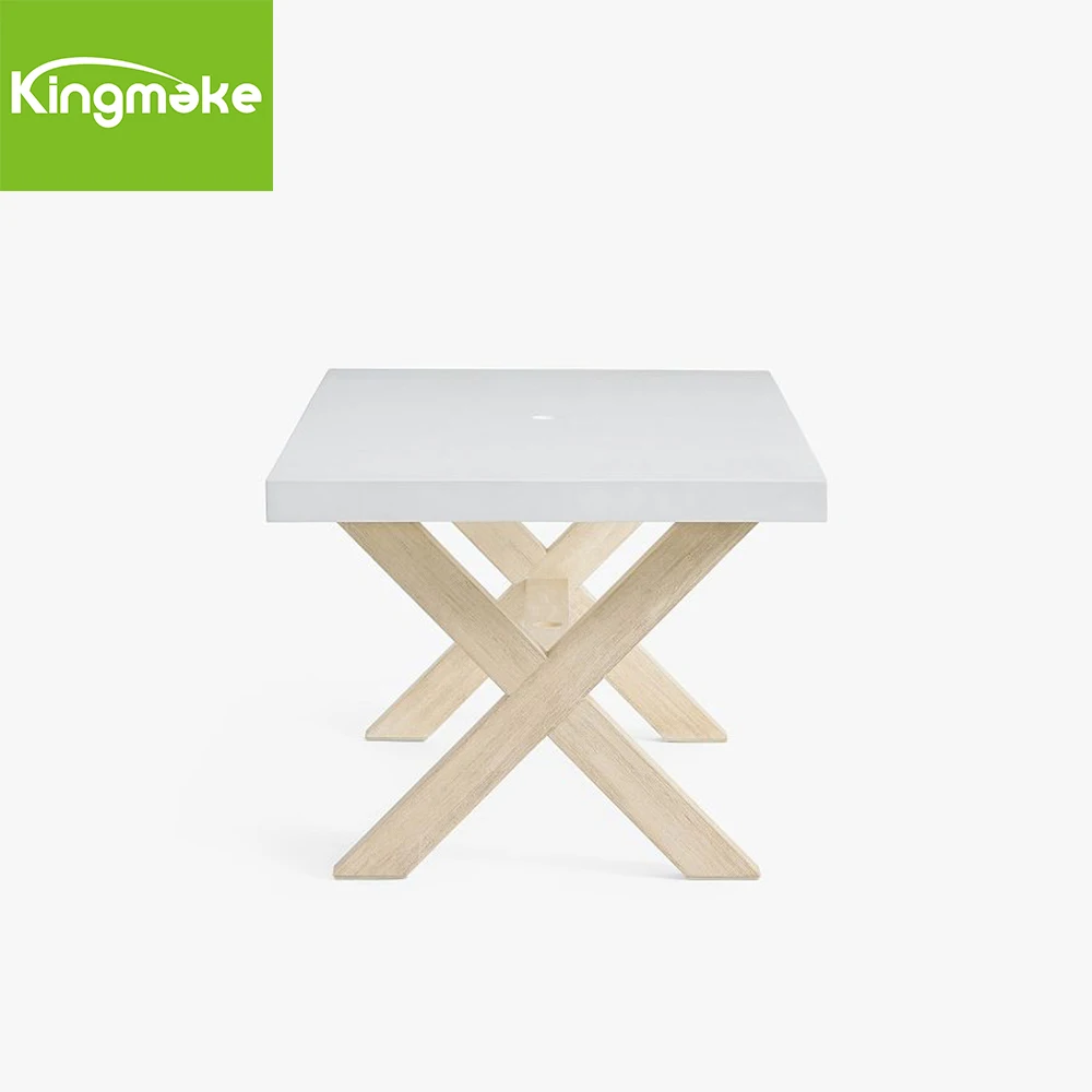 Natural Teak Wood Stone GRC Table Garden Sets Balcony Furniture Garden Outdoor Lounge Table