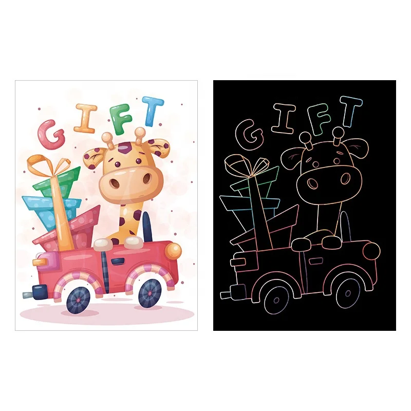 Children Scratch Drawings printings Kids Children Drawing Magic Scratch Art Note Book Rainbow Scratch Paper