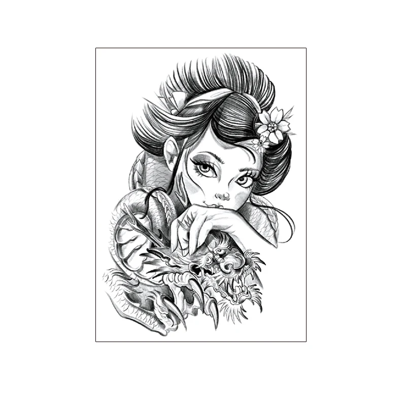  Высококачественная безвредная временная татуировка Sakyamuni Devil Geisha водостойкая и долговечная сексуальная