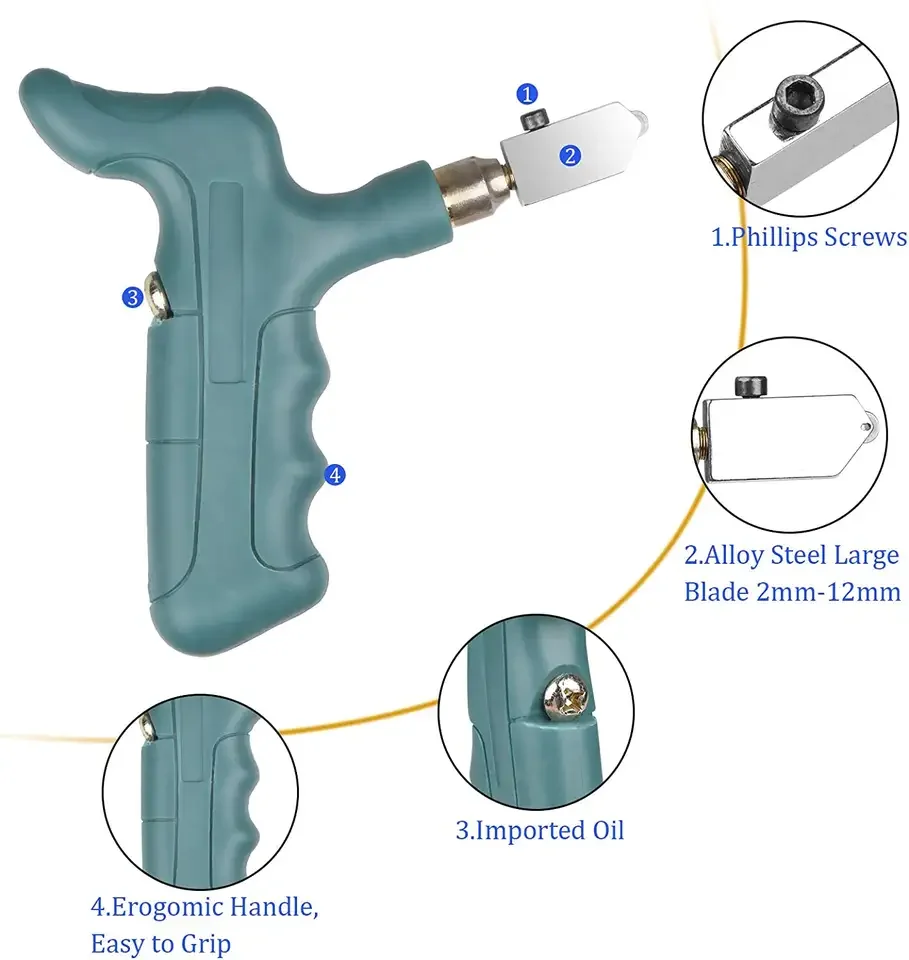 Portable Manual Glass Tile Opener Hand-Held Replacement Cutter Heads Ceramic Tile Glass Cutter Multi-function Glass Cut