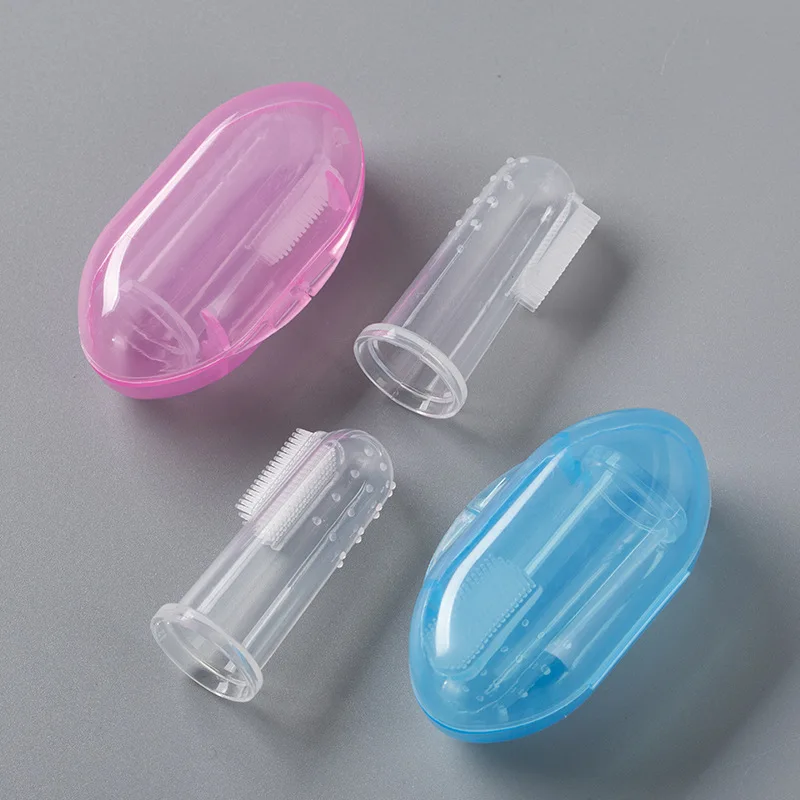 OEM Soft Silicone Baby Finger Toothbrush With Plastic Box 360 Degrees Cleaning Teeth Tooth Brush Portable Toothbrush For Baby