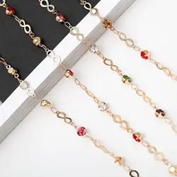 Шнурок для очков с золотыми цветными бусинами, цепочка для очков, держатель для солнцезащитных очков, ремешок для очков, ожерелье, цепочка, шнур для женщин