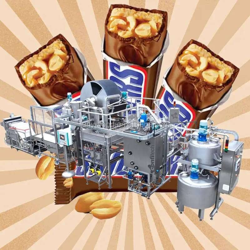 Chocolate nougat snickers Protein Bar candy bar chocolate coating enrobing cutting moulding Machine for sale