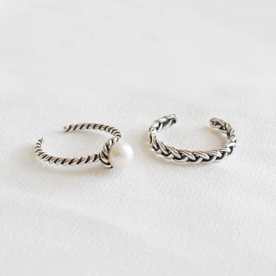 Серебряное ювелирное изделие 925 пробы окисленное серебряное кольцо с имитацией жемчуга