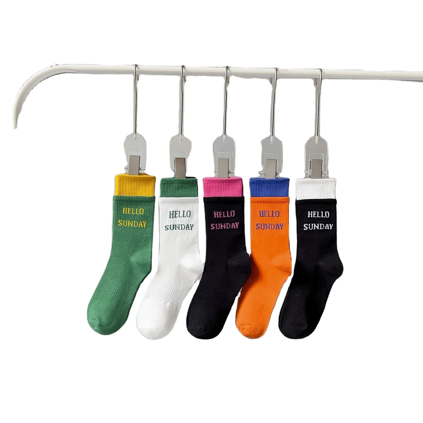 Minimalist Splicing Mid Length Anti Slip Socks Bilayer Outerwear Custom Logo Sports Sublimation Socks