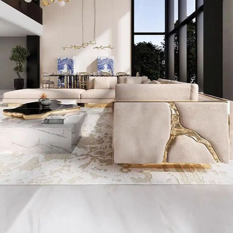 Luxury Italian Latest Sofa Design Villa High End Sofa Moderno 7 Seater Modular Sofa Living Room Couch With Chaise