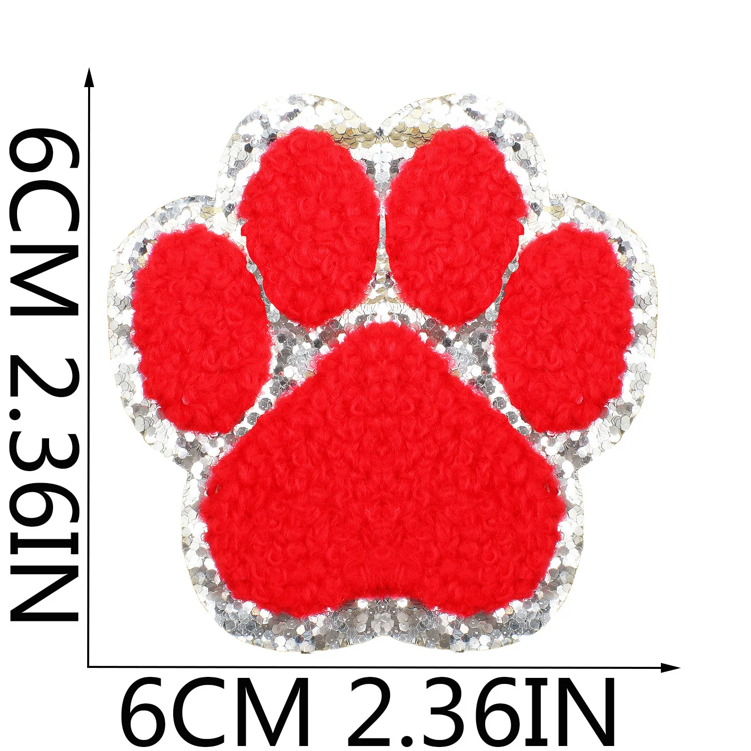 New Design Iron-On Glitter/Sliver Edge Chenille Paw Patch Colorful White Black Leather Clothing Hats Shirts Accessories Badges