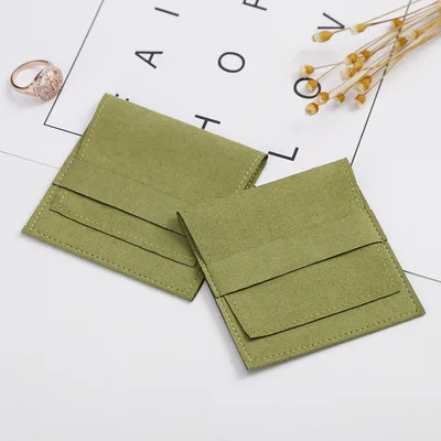 Custom Size Color and Logo Printed Small Envelope Flap Jewellery Package Pouch Microfiber Jewelry Bag