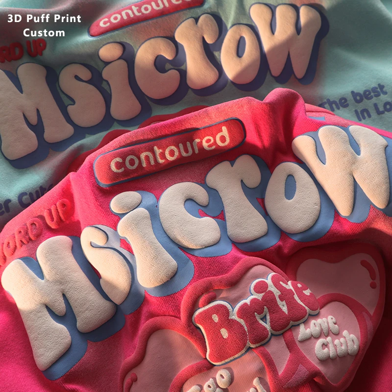 180gsm-230gsm 100% Cotton Plain Oversized Tshirt Heavyweight Custom Foam 3D Screen Logo Men Puff Print Tee T Shirt